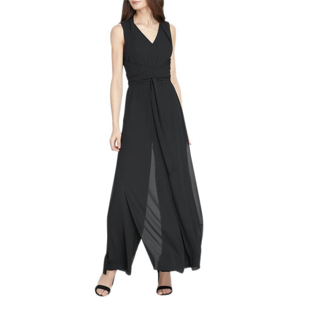 Tahari Women's Double Georgette Jumpsuit Black